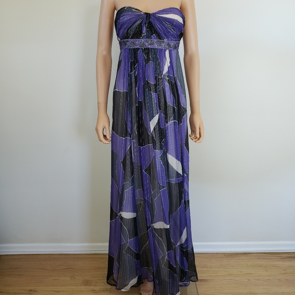 BCBGMaxAzria Gown Dress Maxi Silk Chiffon Strapless Size 2 Romantic Purple - Picture 4 of 9